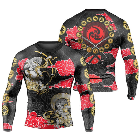 Japanese Raijin And Fujin Men's Long Sleeve Rash Guard - BattleFitGear