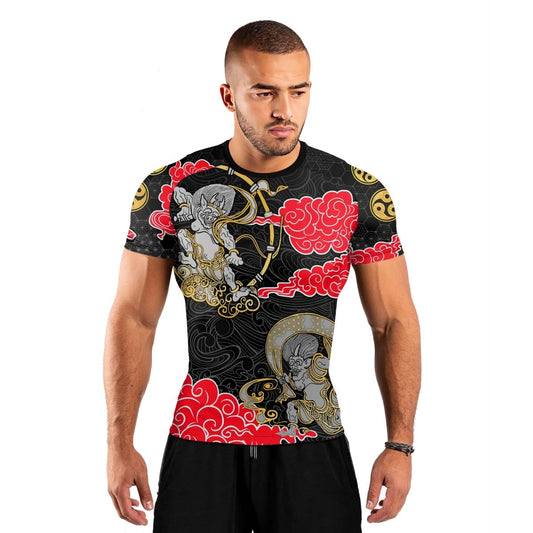 Japanese Raijin And Fujin Men's Short Sleeve Rash Guard - BattleFitGear