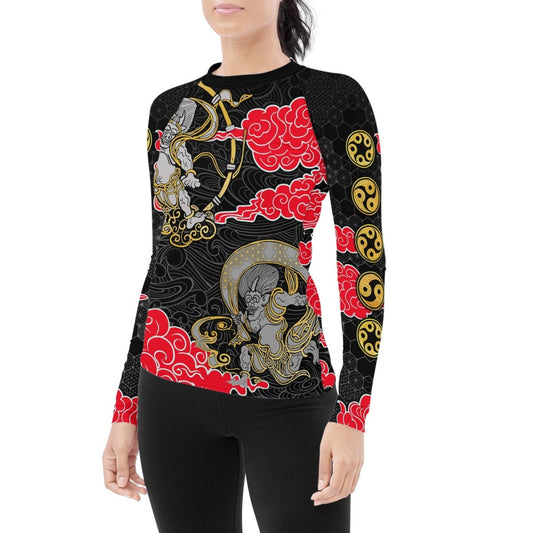 Japanese Raijin And Fujin Women's Long Sleeve Rash Guard - BattleFitGear