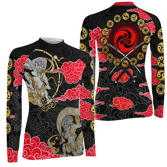 Japanese Raijin And Fujin Women's Long Sleeve Rash Guard - BattleFitGear