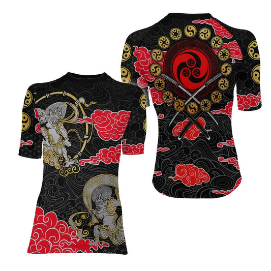 Japanese Raijin And Fujin Women's Short Sleeve Rash Guard - BattleFitGear