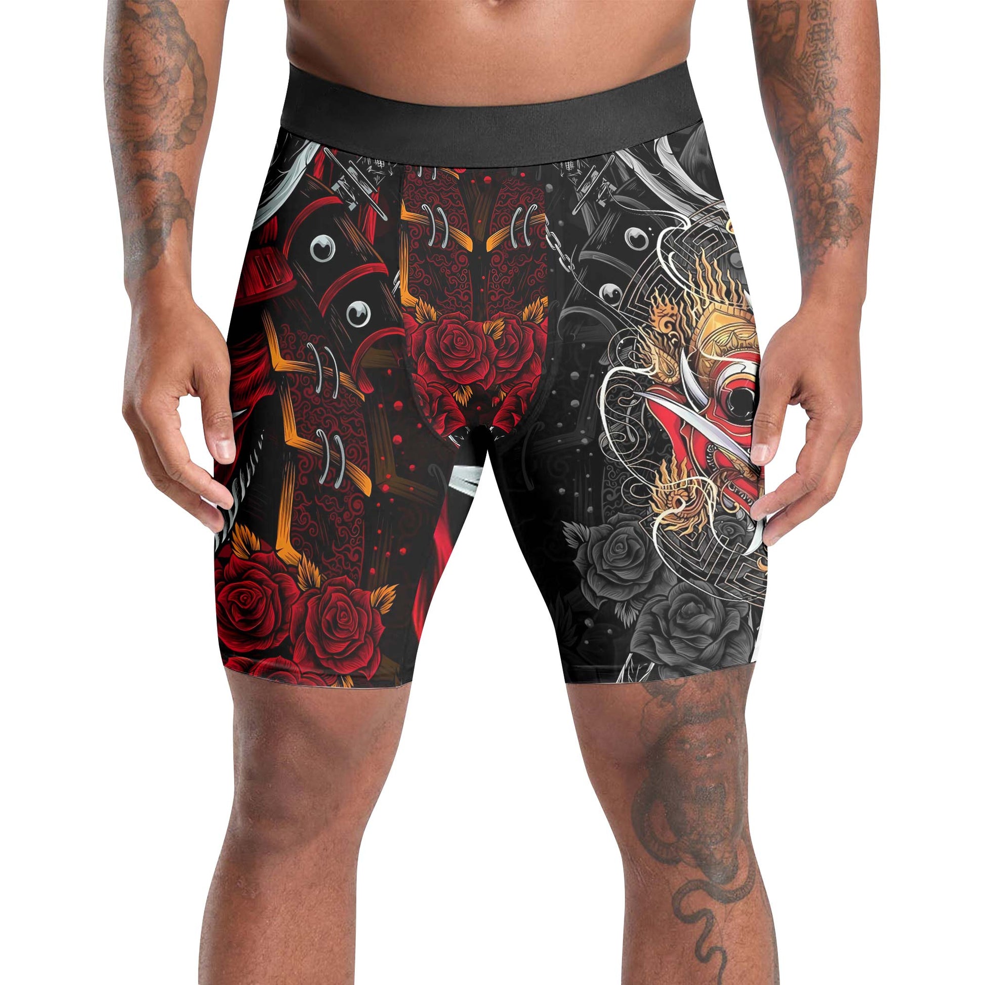 Japanese Red Demon Samurai Compression Shorts