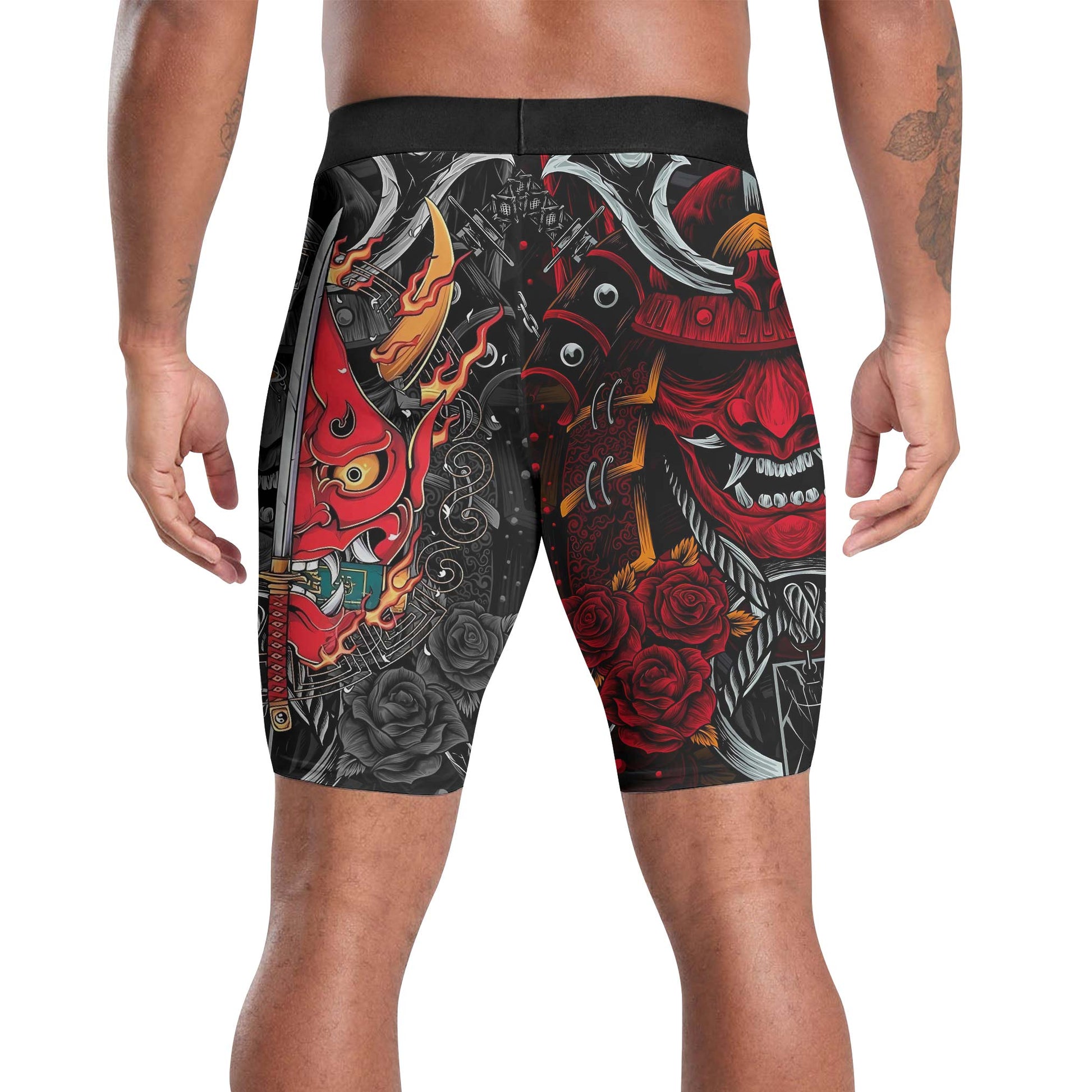 Japanese Red Demon Samurai Compression Shorts