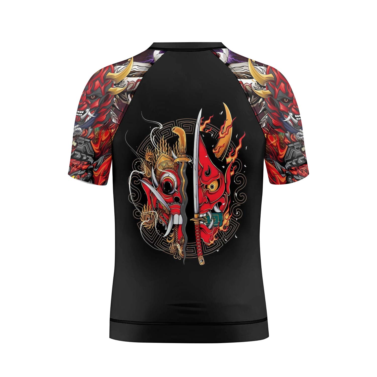 Japanese Red Demon Samurai Kids Rash Guard - BattleFitGear