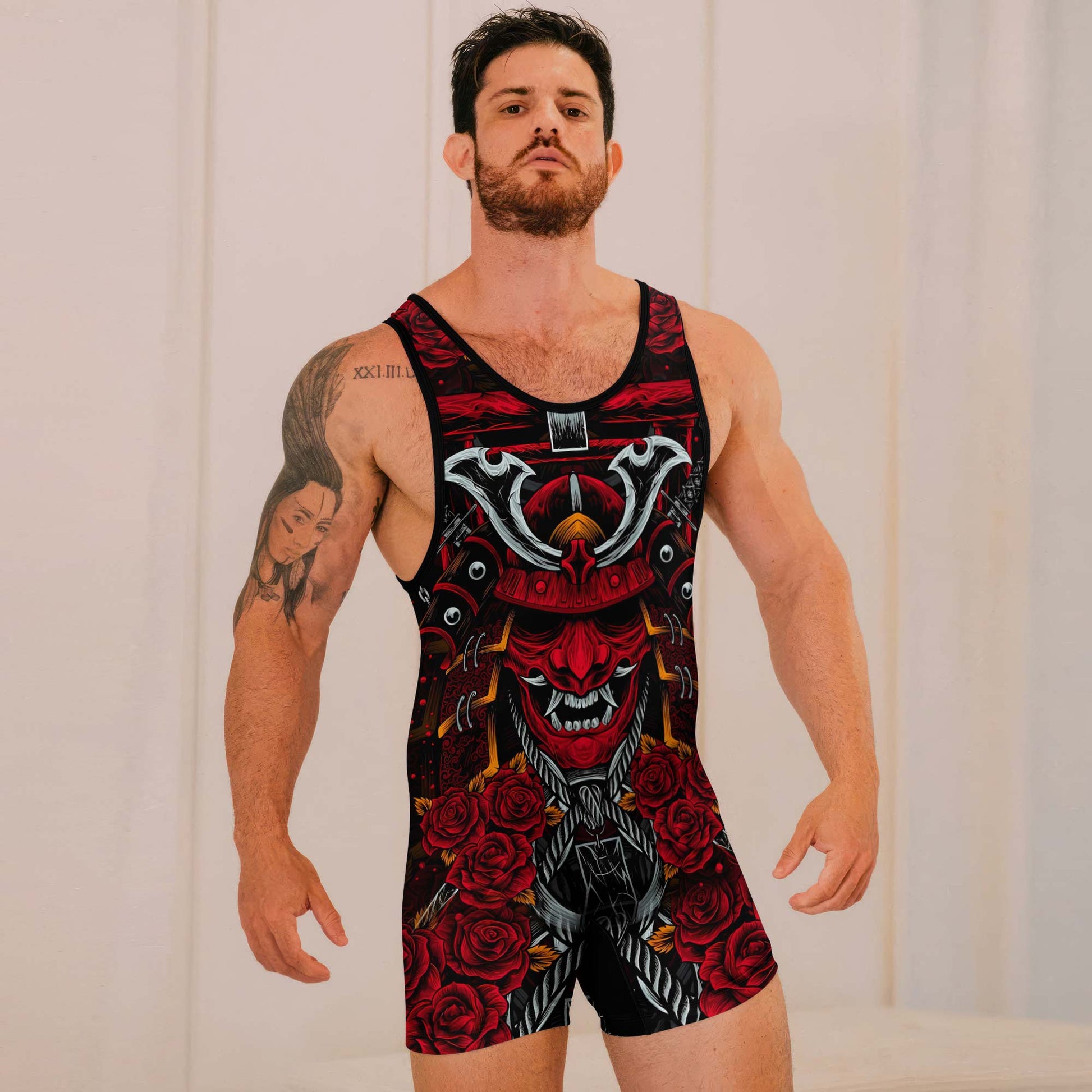 Japanese Red Demon Samurai Wrestling Singlets