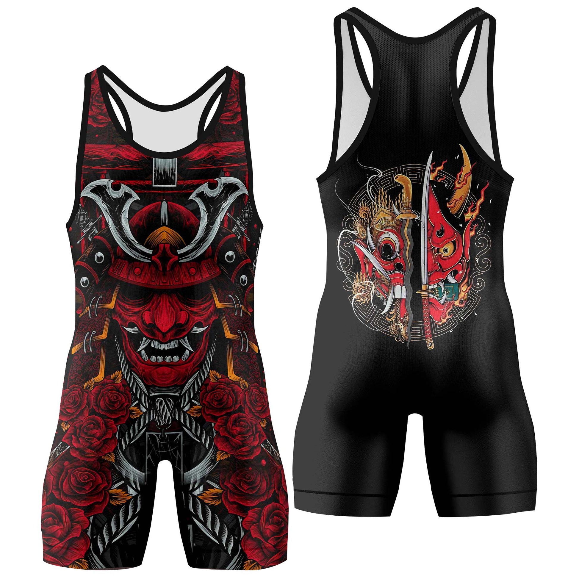 Japanese Red Demon Samurai Wrestling Singlets