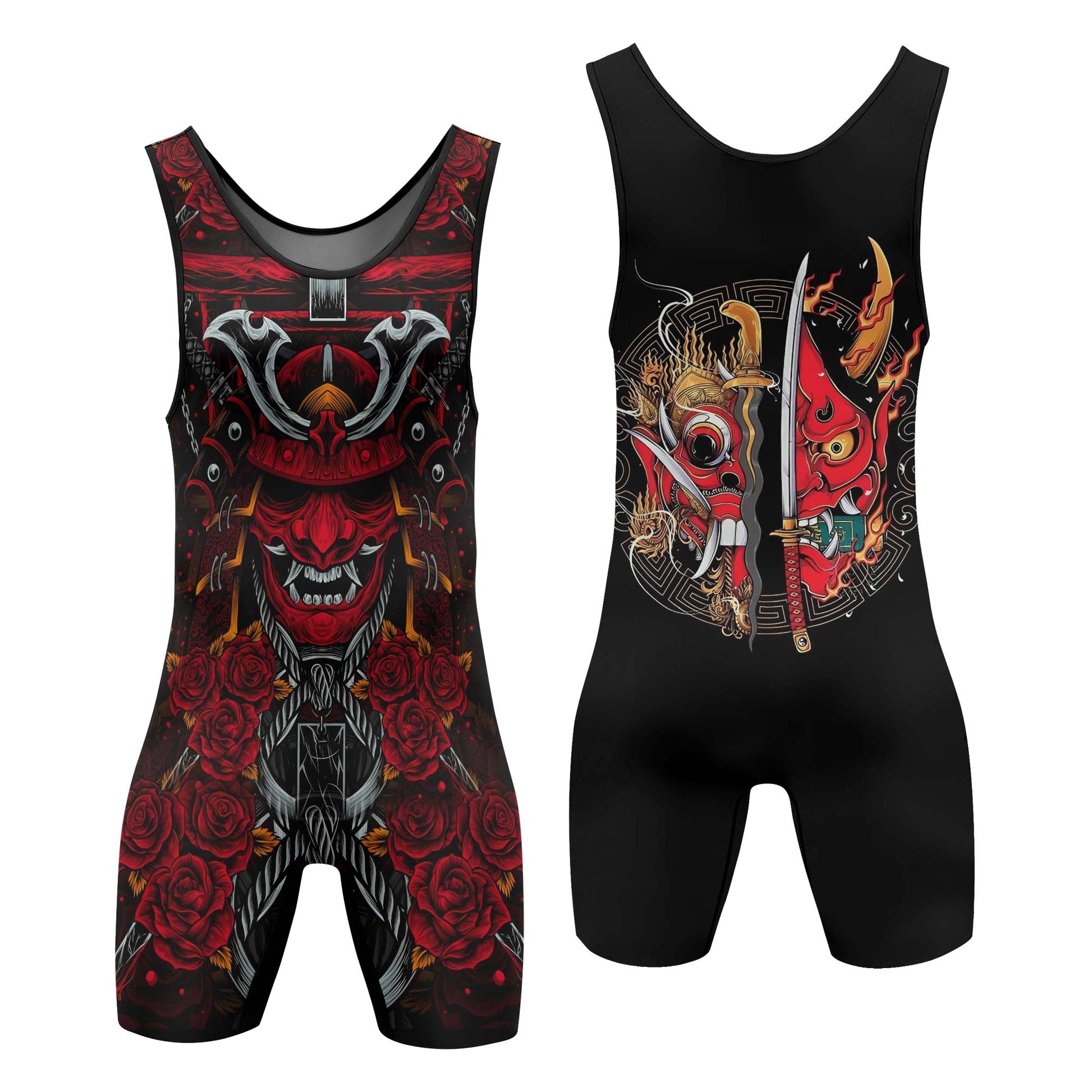 Japanese Red Demon Samurai Wrestling Singlets