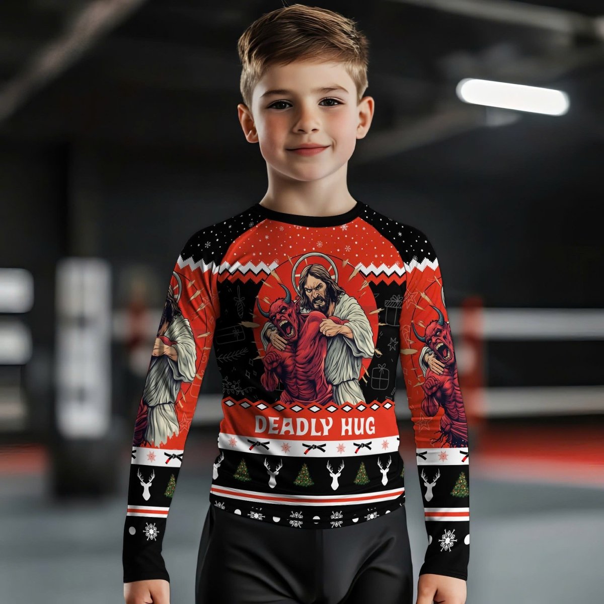 Jesus Deadly Hug Kids Rash Guard - BattleFitGear