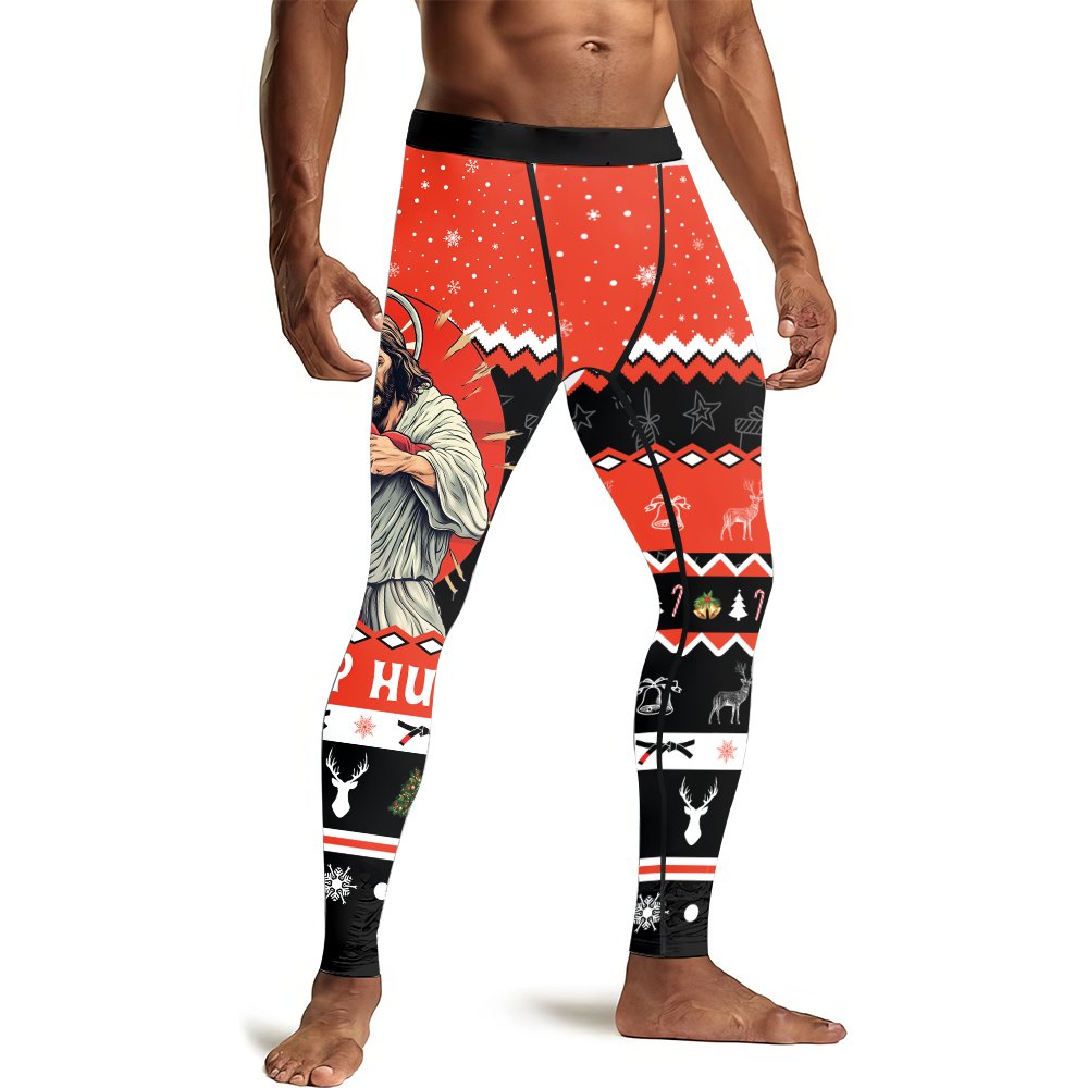 Jesus Deadly Hug Men's Compression Leggings - BattleFitGear