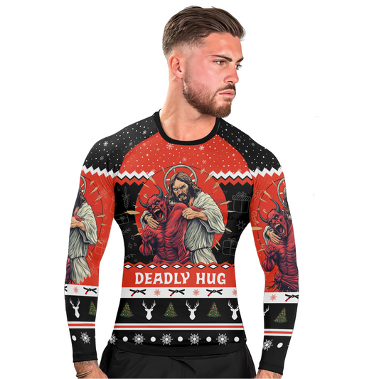 Jesus Deadly Hug Men's Long Sleeve Rash Guard