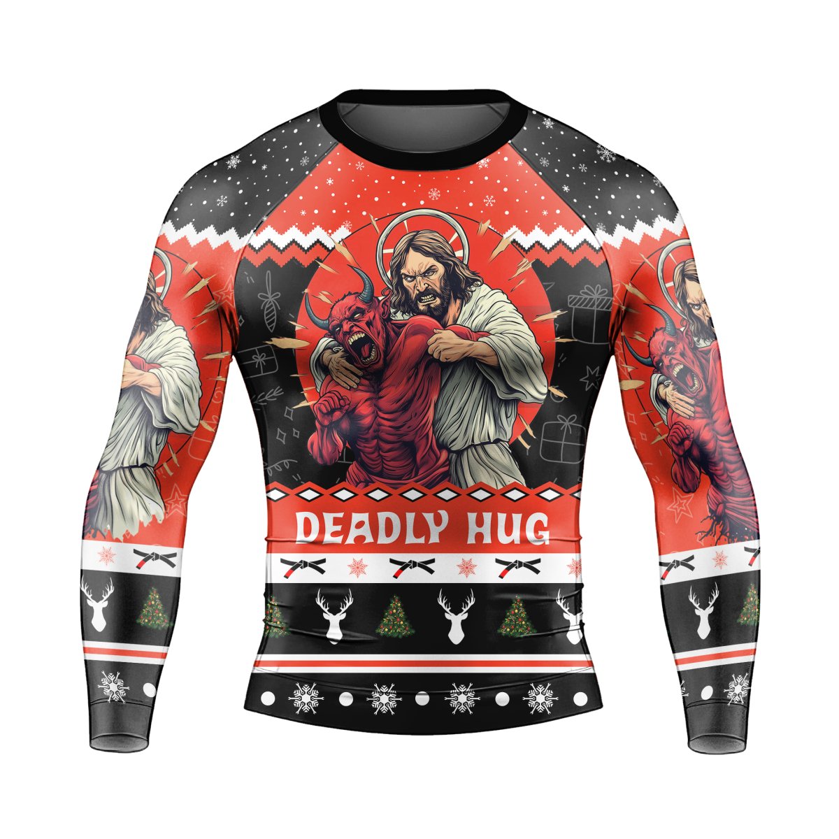 Jesus Deadly Hug Men's Long Sleeve Rash Guard - BattleFitGear