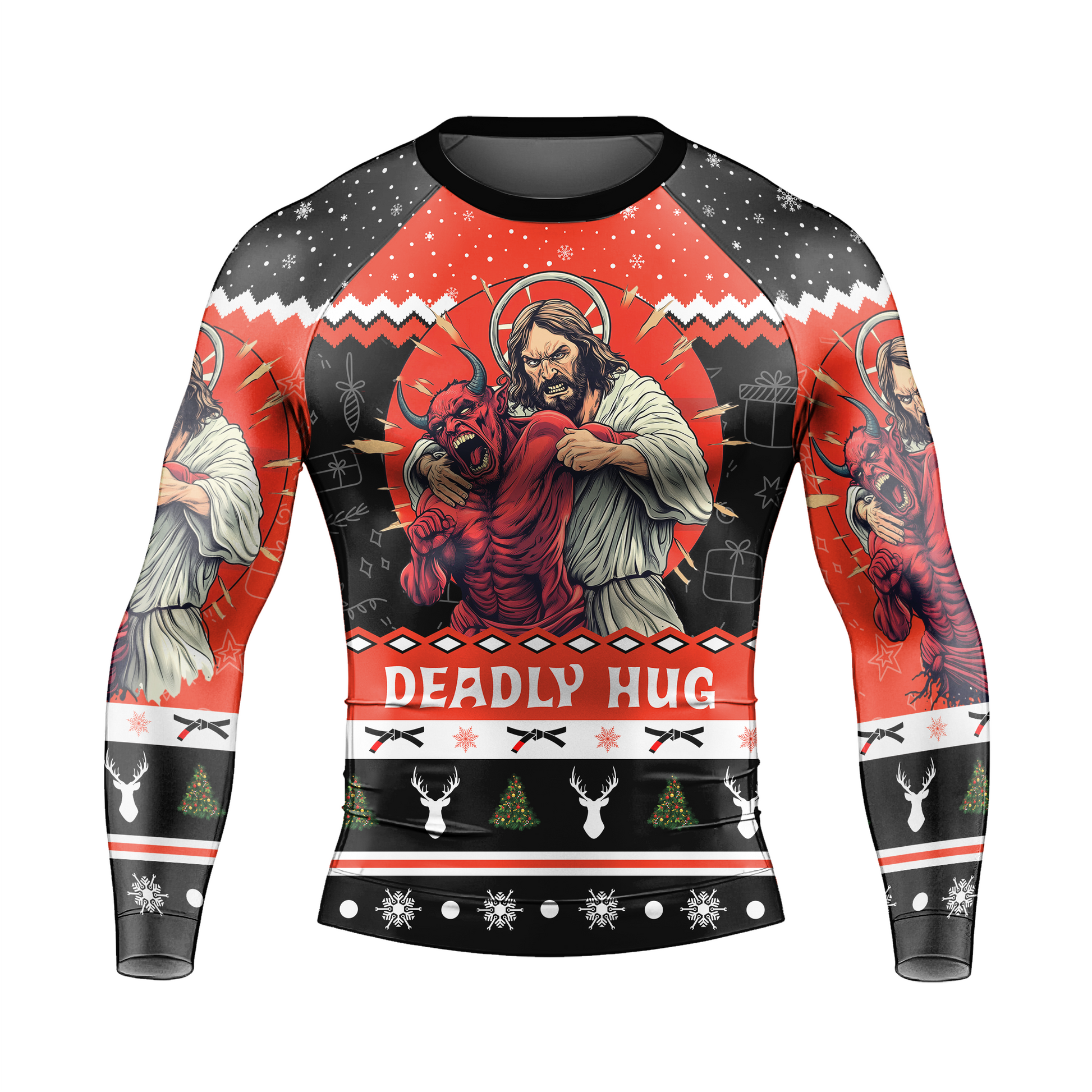 Jesus Deadly Hug Men's Long Sleeve Rash Guard