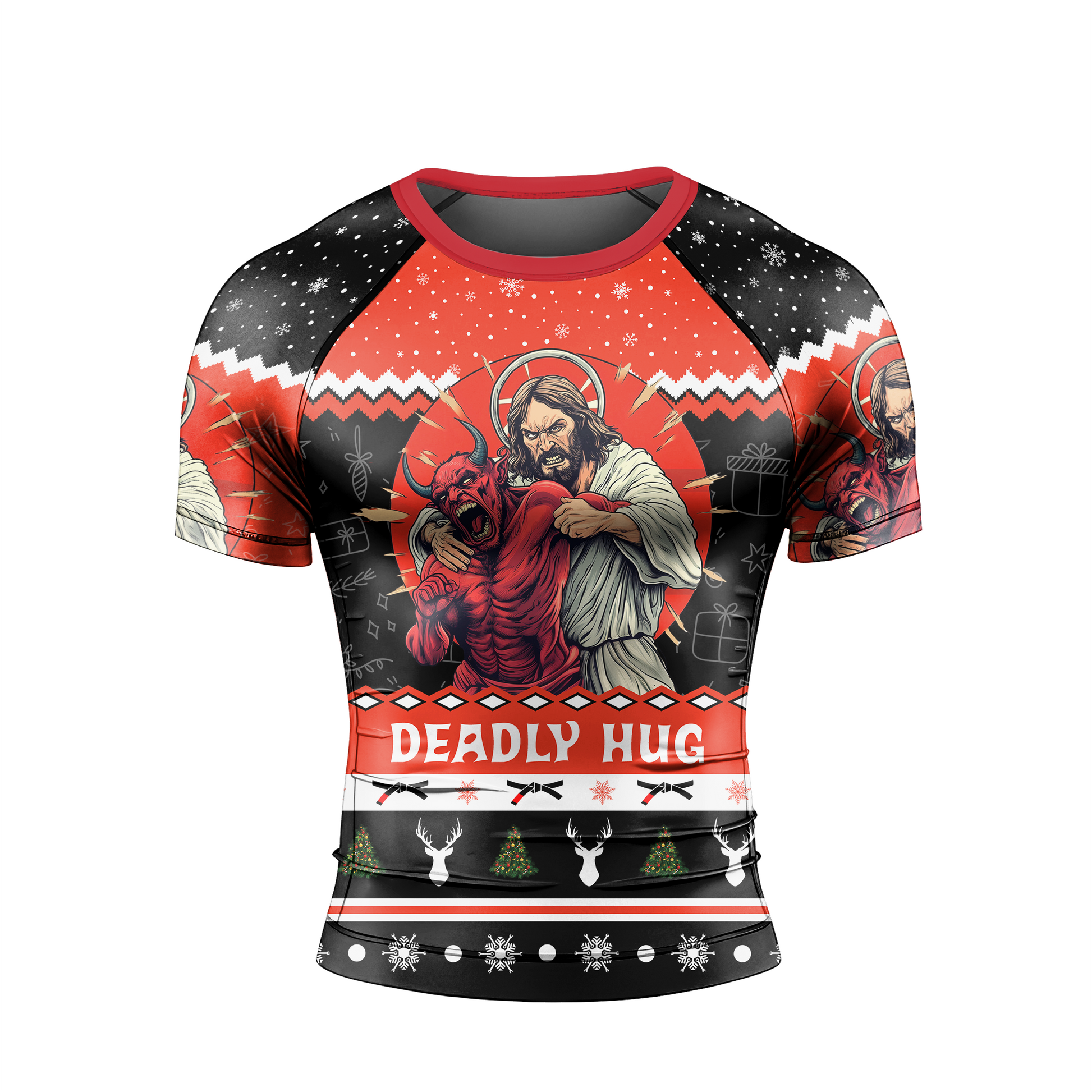 Jesus Deadly Hug Men's Short Sleeve Rash Guard