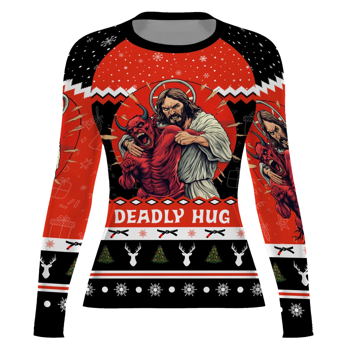 Jesus Deadly Hug Women's Long Sleeve Rash Guard - BattleFitGear