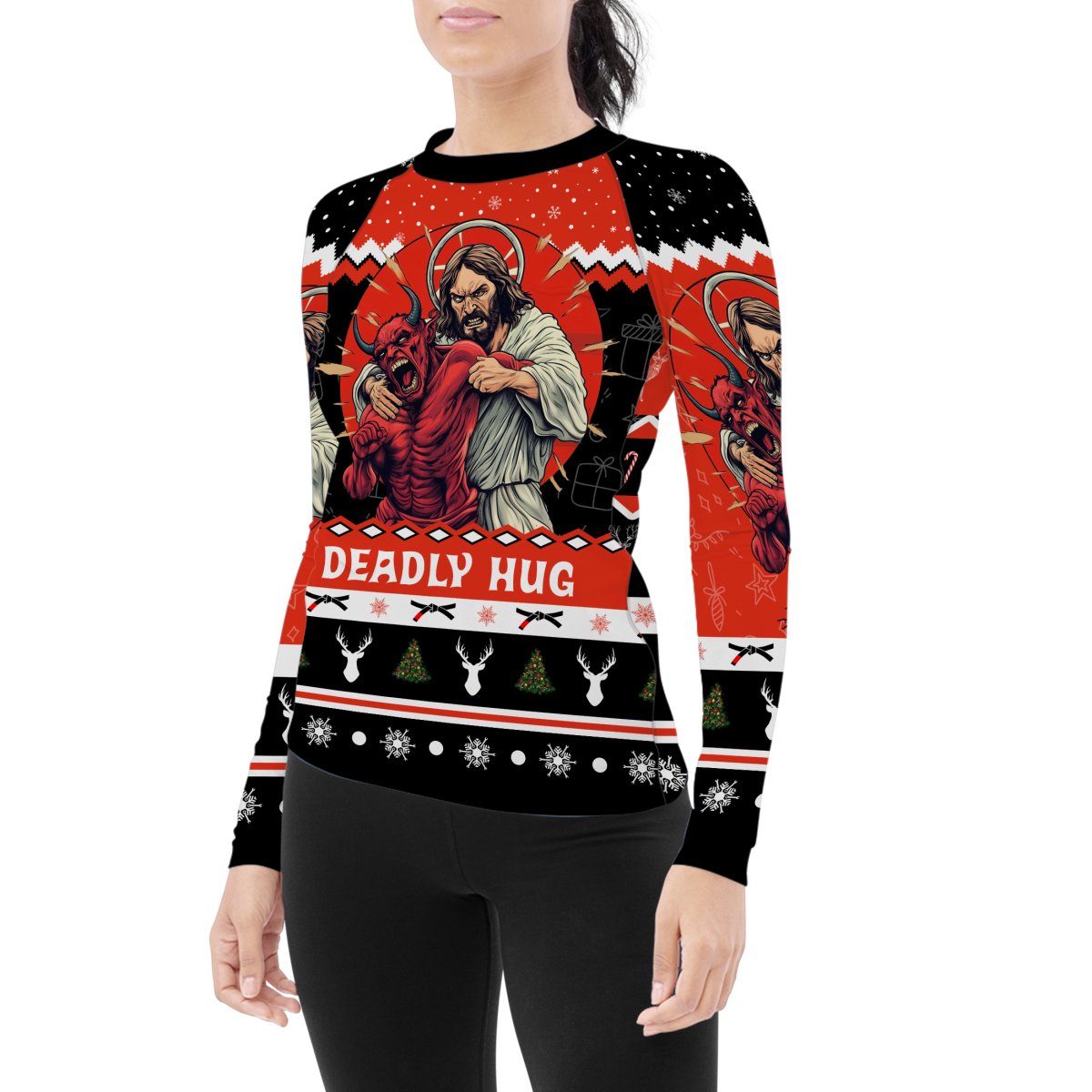 Jesus Deadly Hug Women's Long Sleeve Rash Guard - BattleFitGear