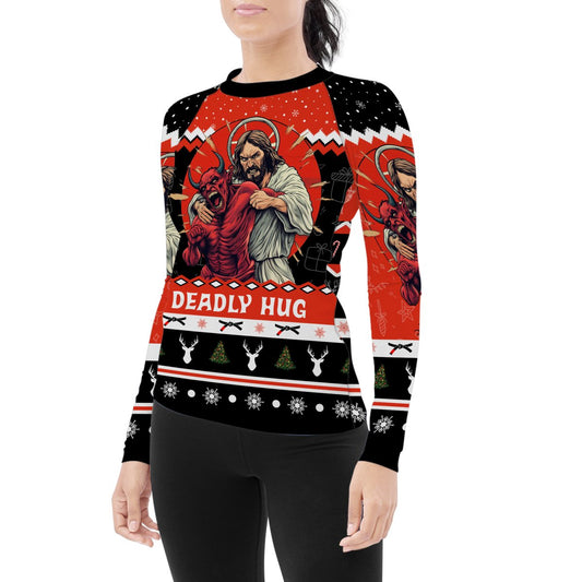 Jesus Deadly Hug Women's Long Sleeve Rash Guard - BattleFitGear