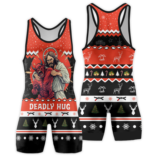 Jesus Deadly Hug Wrestling Singlets - BattleFitGear