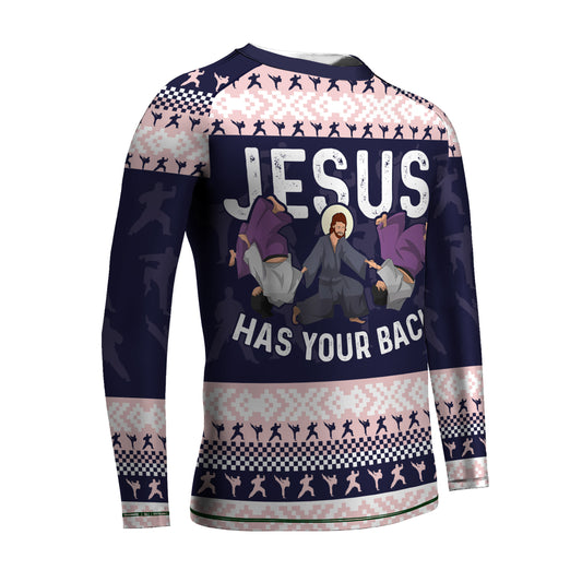 Jesus Has Your Back Kids Rash Guard