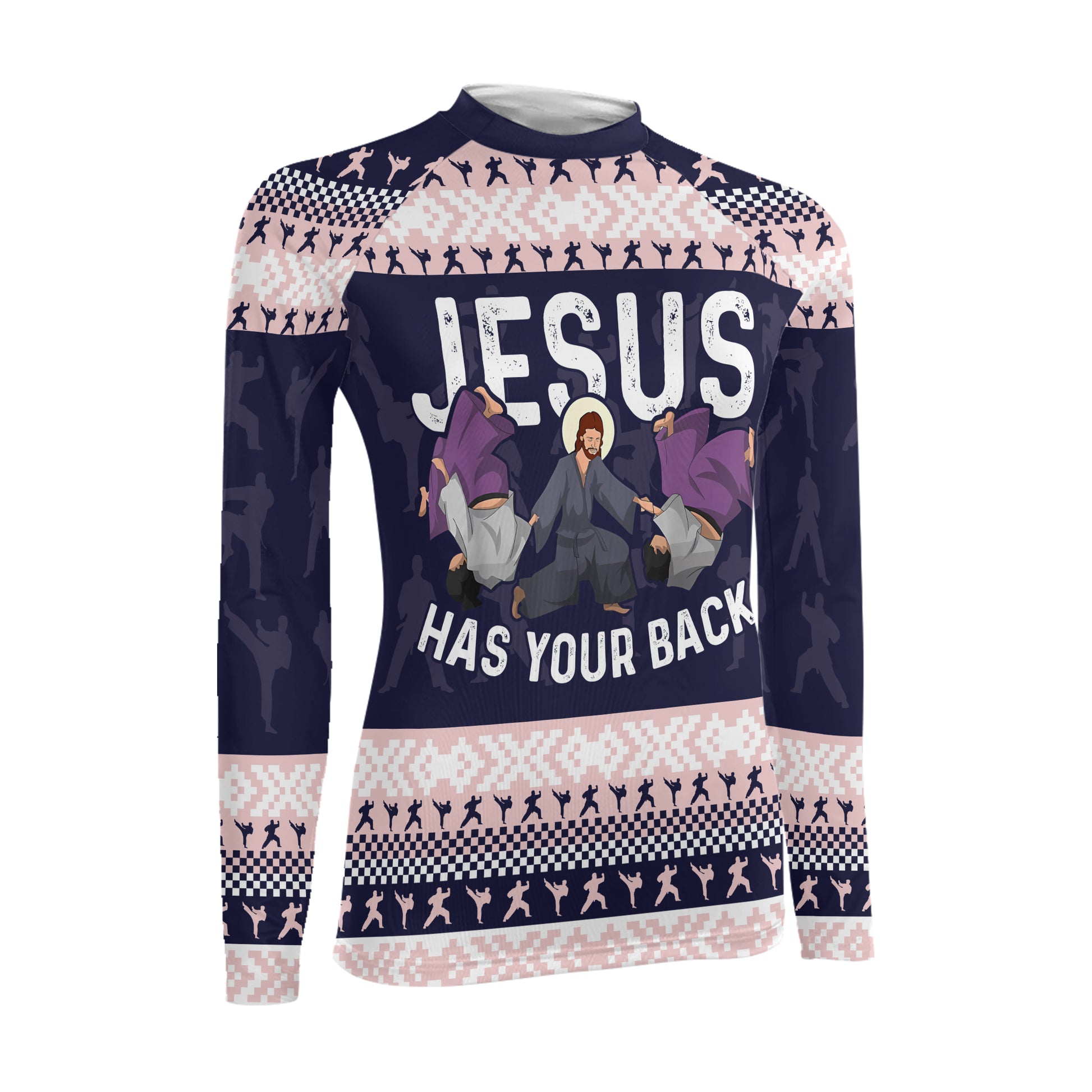 Jesus Has Your Back Women's Long Sleeve Rash Guard