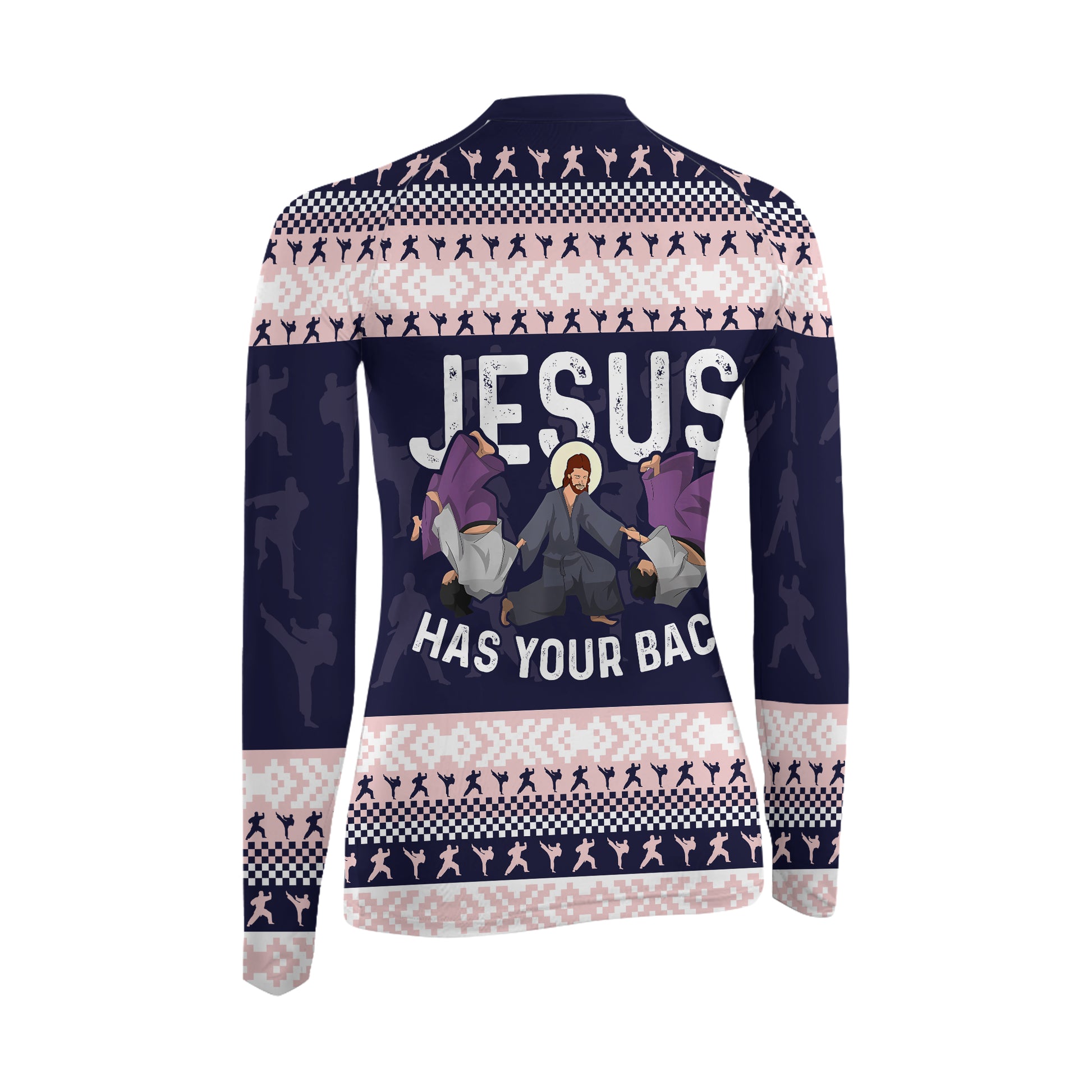 Jesus Has Your Back Women's Long Sleeve Rash Guard