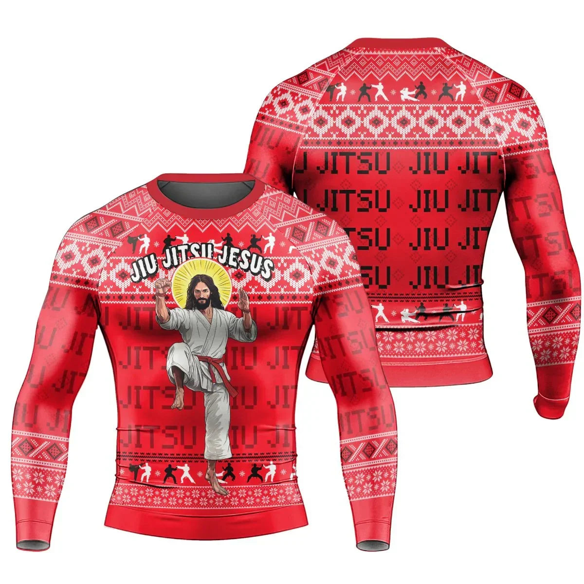 Divine Grappler Christmas Men's Long Sleeve Rash Guard | MMA BJJ