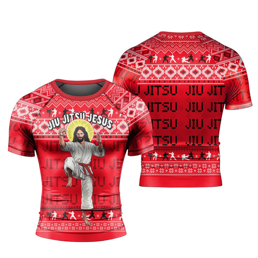 Jesus Jiu Jitsu Men's Short Sleeve Rash Guard - BattleFitGear