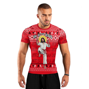 Jesus Jiu Jitsu Men's Short Sleeve Rash Guard - BattleFitGear