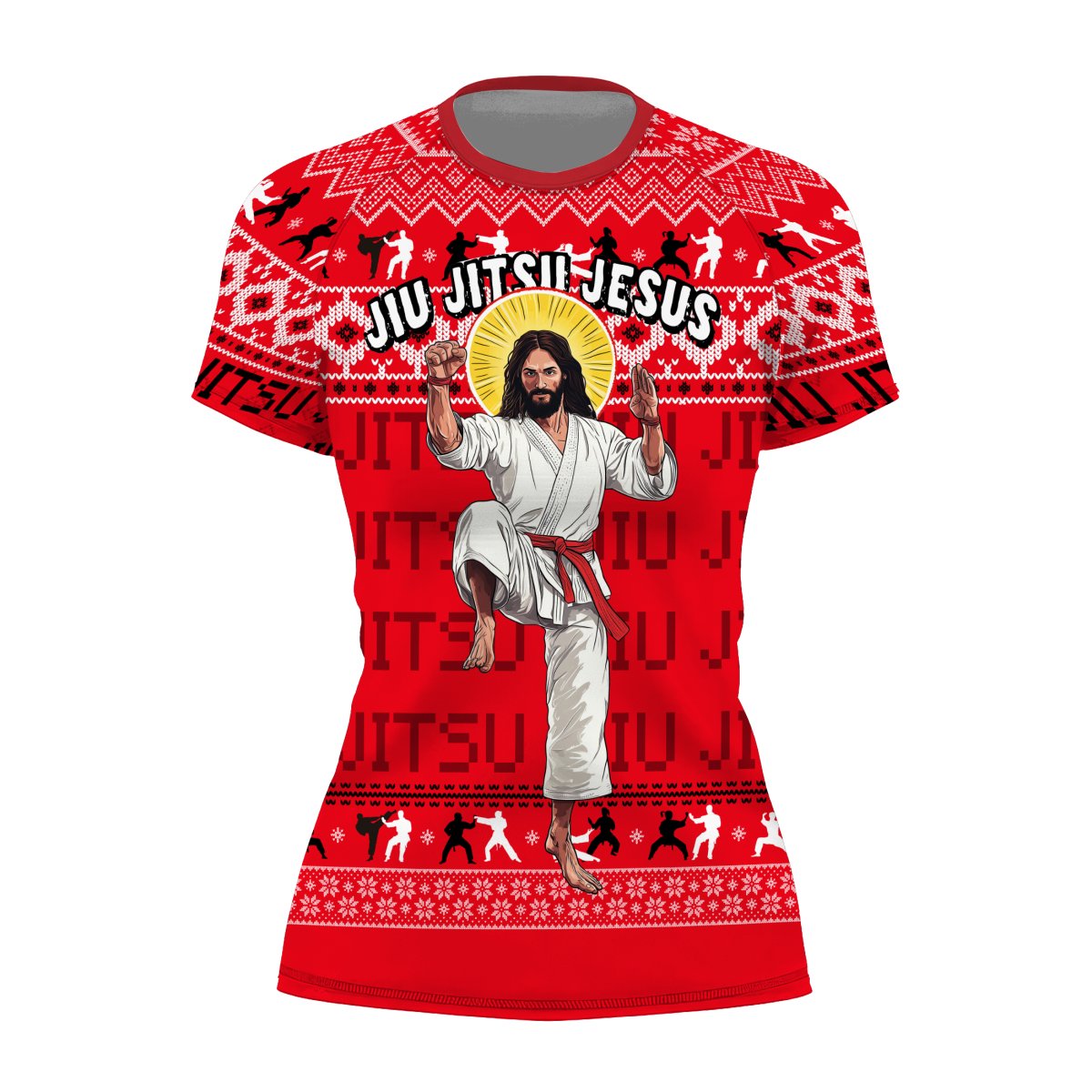 Jesus Jiu Jitsu Women's Short Sleeve Rash Guard - BattleFitGear