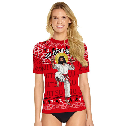 Jesus Jiu Jitsu Women's Short Sleeve Rash Guard - BattleFitGear