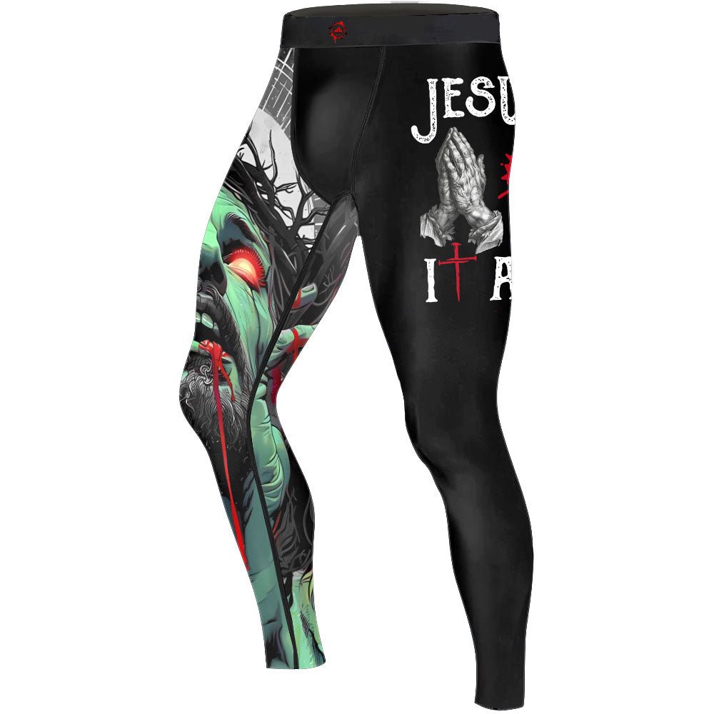 Jesus Paid All Men's Compression Leggings - BattleFitGear