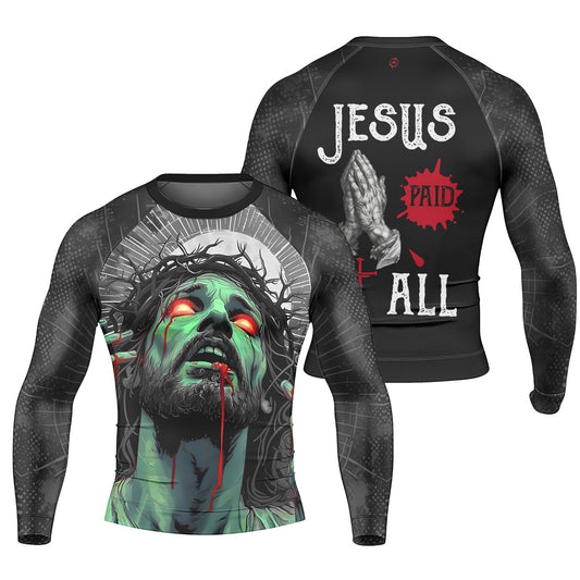 Jesus Paid All Men's Long Sleeve Rash Guard - BattleFitGear