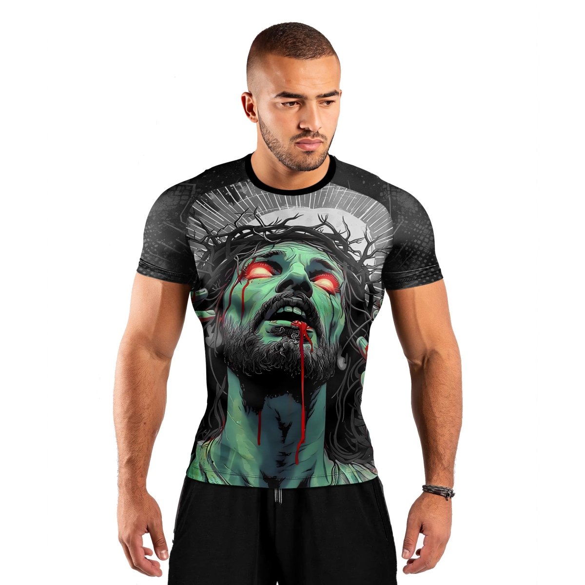 Jesus Paid All Men's Short Sleeve Rash Guard - BattleFitGear