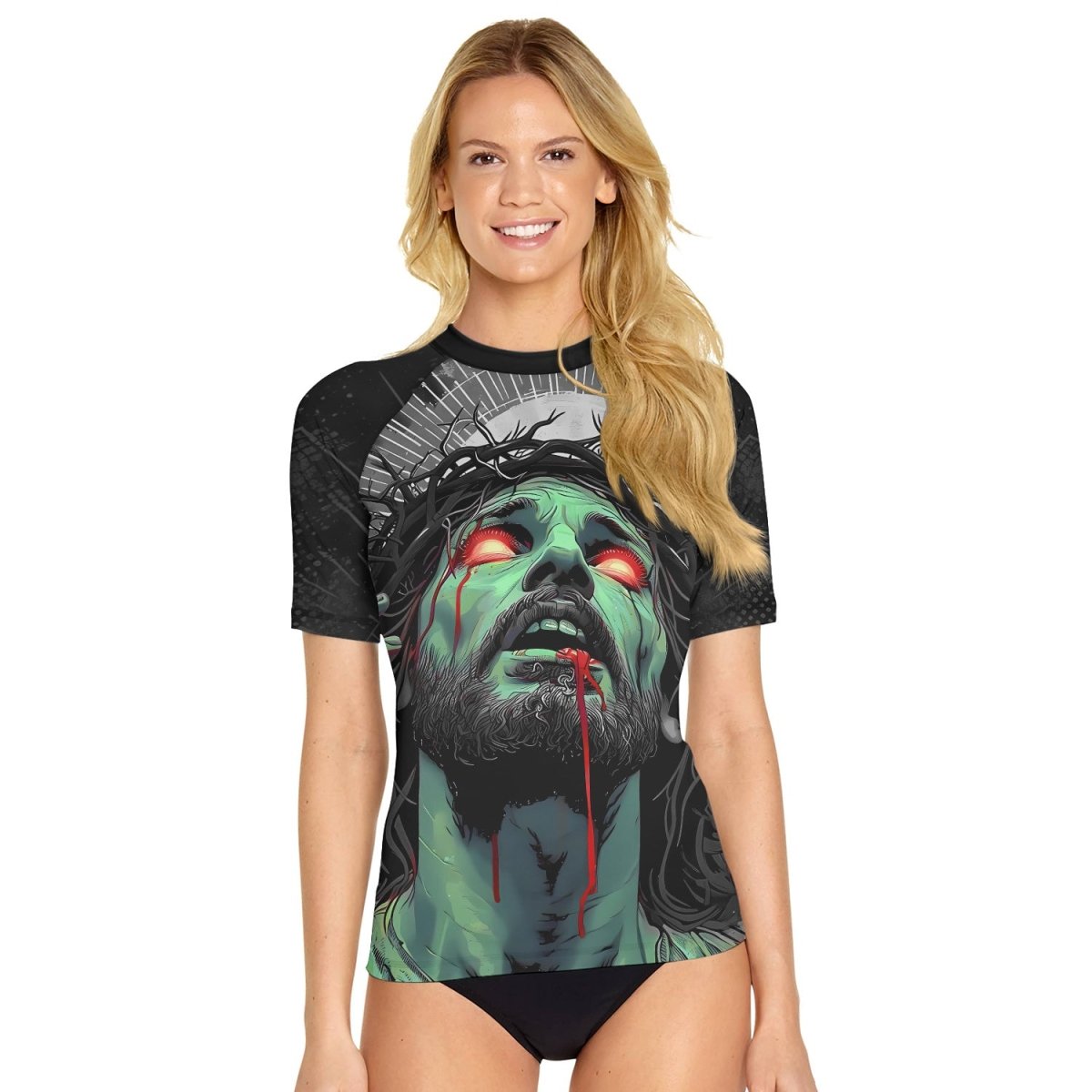 Jesus Paid All Women's Short Sleeve Rash Guard - BattleFitGear