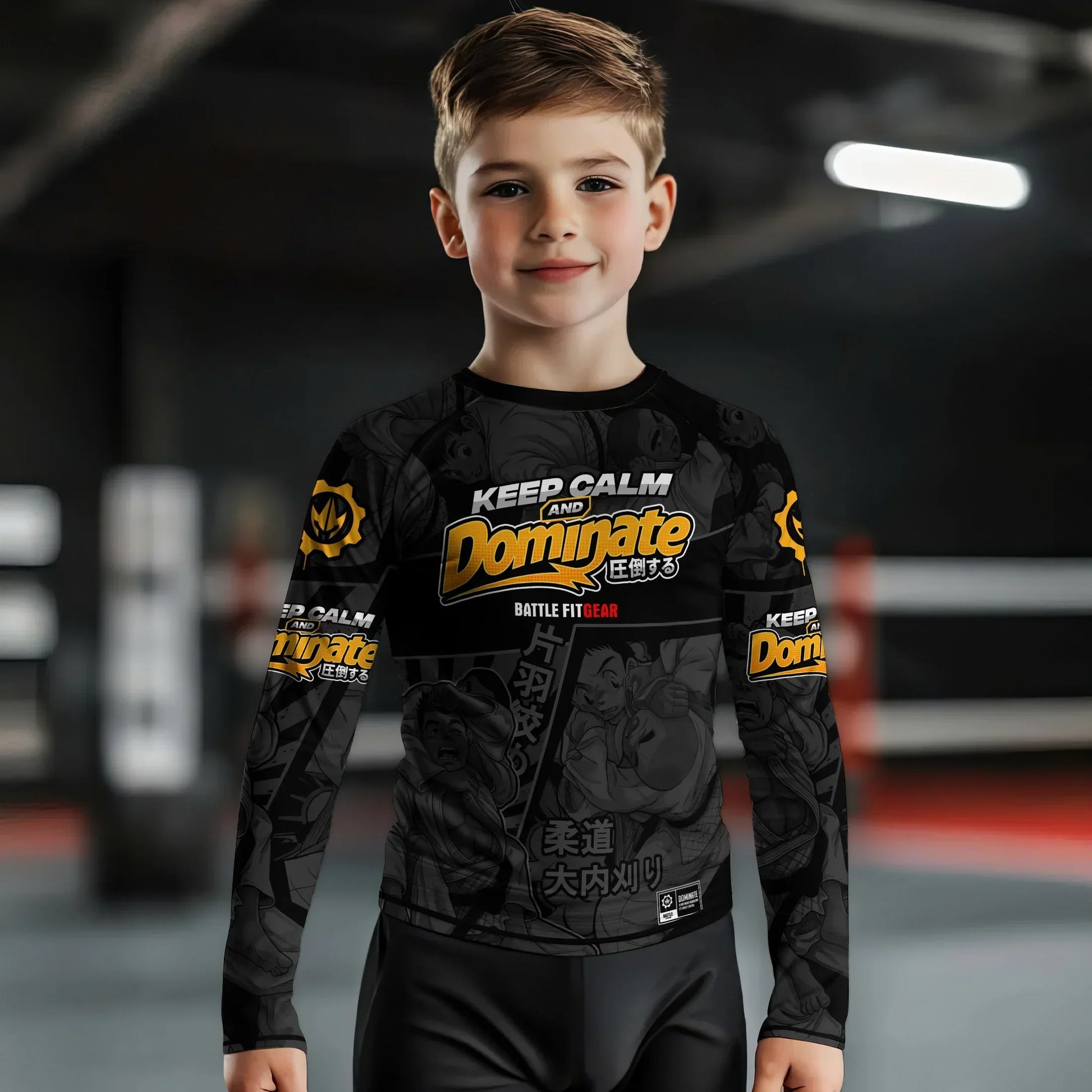 Keep Calm Dominate Kids Rash Guard