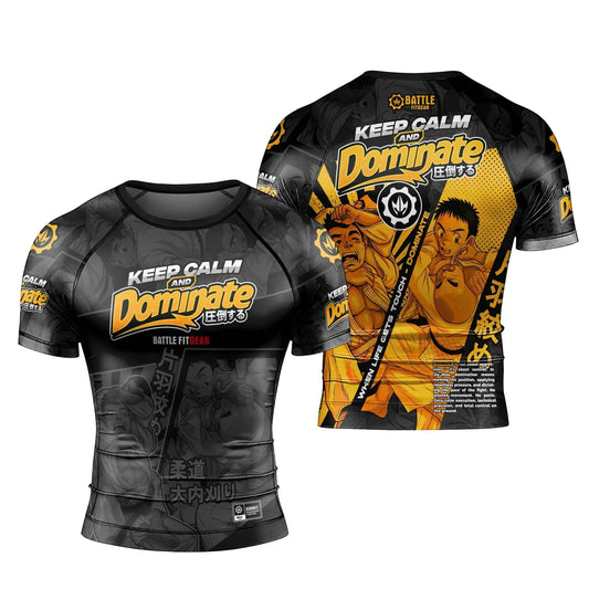 Keep Calm Dominate Men's Short Sleeve Rash Guard