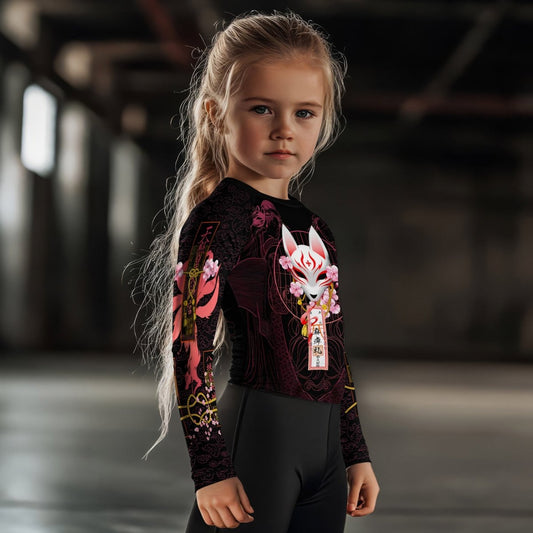 Kitsune Mask Kids Rash Guard - BattleFitGear