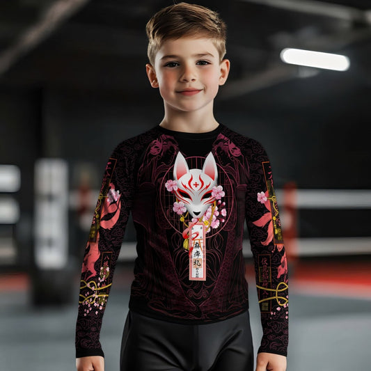 Kitsune Mask Kids Rash Guard - BattleFitGear