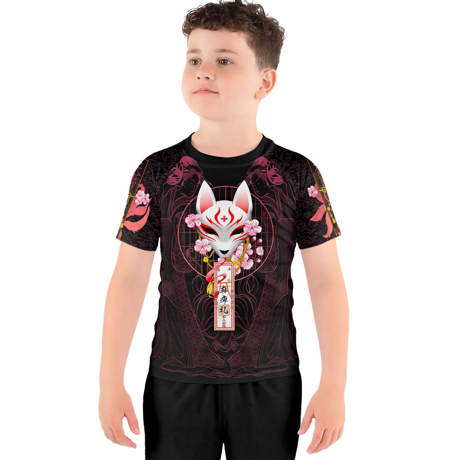 Kitsune Mask Kids Rash Guard - BattleFitGear