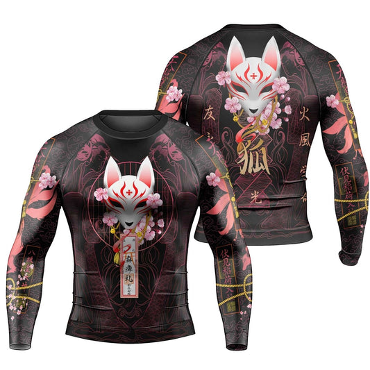 Kitsune Mask Men's Long Sleeve Rash Guard - BattleFitGear