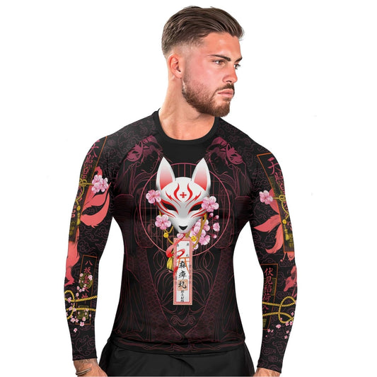 Kitsune Mask Men's Long Sleeve Rash Guard - BattleFitGear