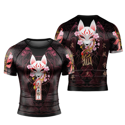 Kitsune Mask Men's Short Sleeve Rash Guard - BattleFitGear