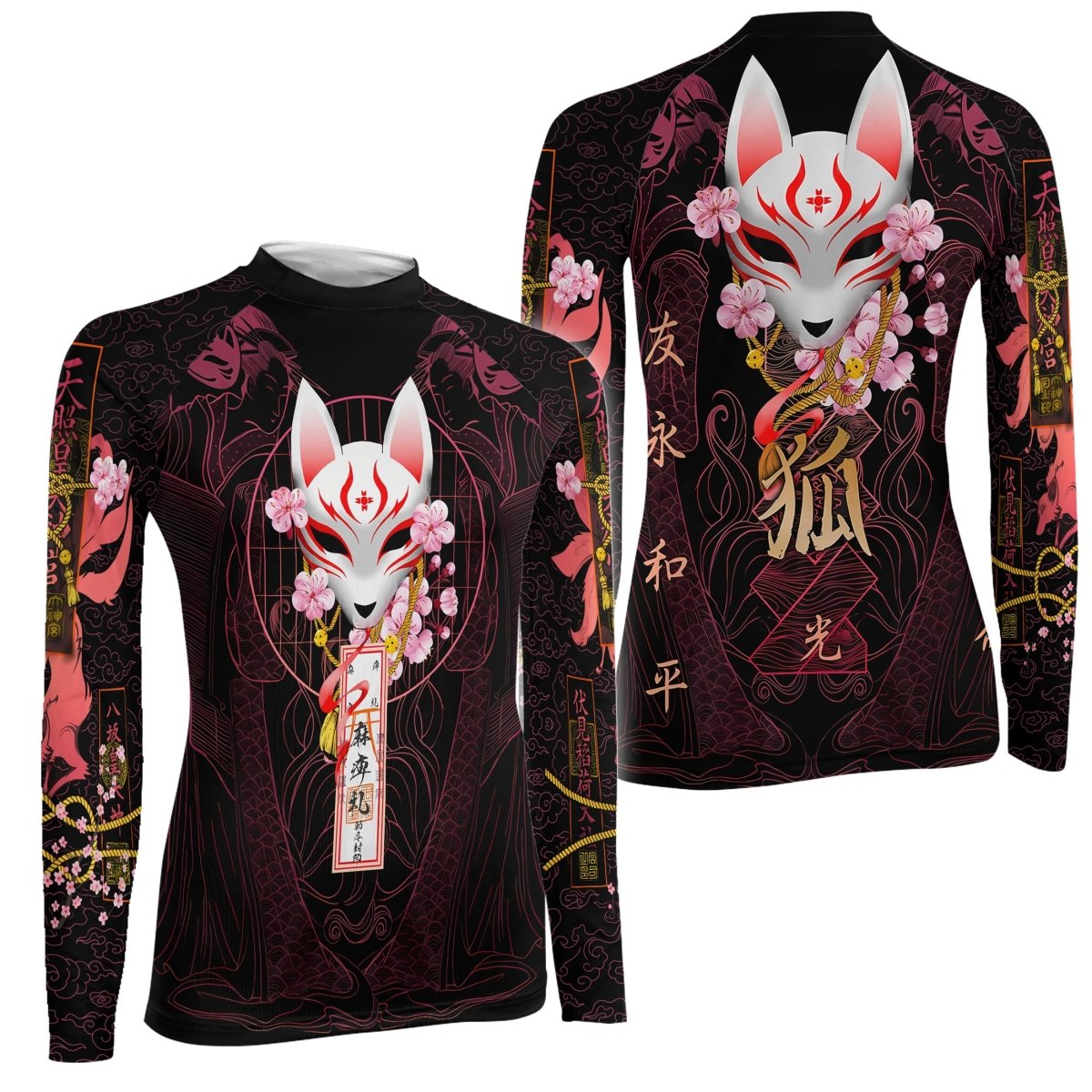 Kitsune Mask Women's Long Sleeve Rash Guard - BattleFitGear