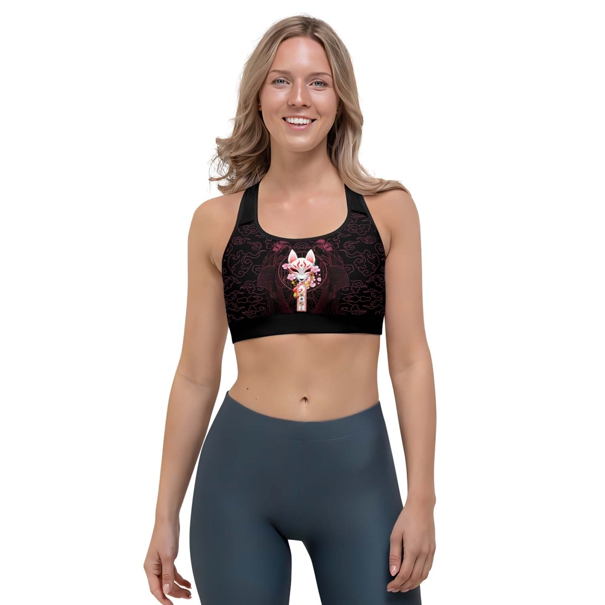 Kitsune Mask Women's Padded Sports Bra - BattleFitGear