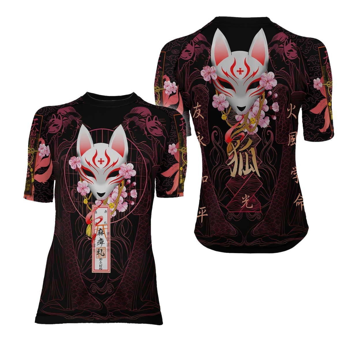 Kitsune Mask Women's Short Sleeve Rash Guard - BattleFitGear