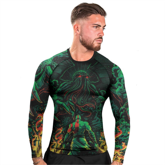 Kratos Versus Cthulhu Men's Long Sleeve Rash Guard - BattleFitGear