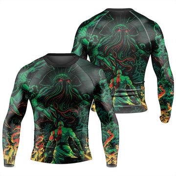 Kratos Versus Cthulhu Men's Long Sleeve Rash Guard - BattleFitGear