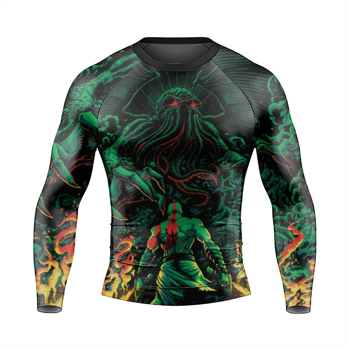 Kratos Versus Cthulhu Men's Long Sleeve Rash Guard - BattleFitGear