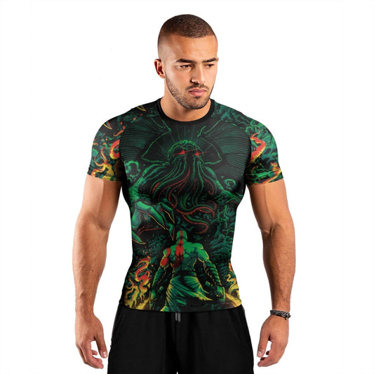 Kratos Versus Cthulhu Men's Short Sleeve Rash Guard - BattleFitGear