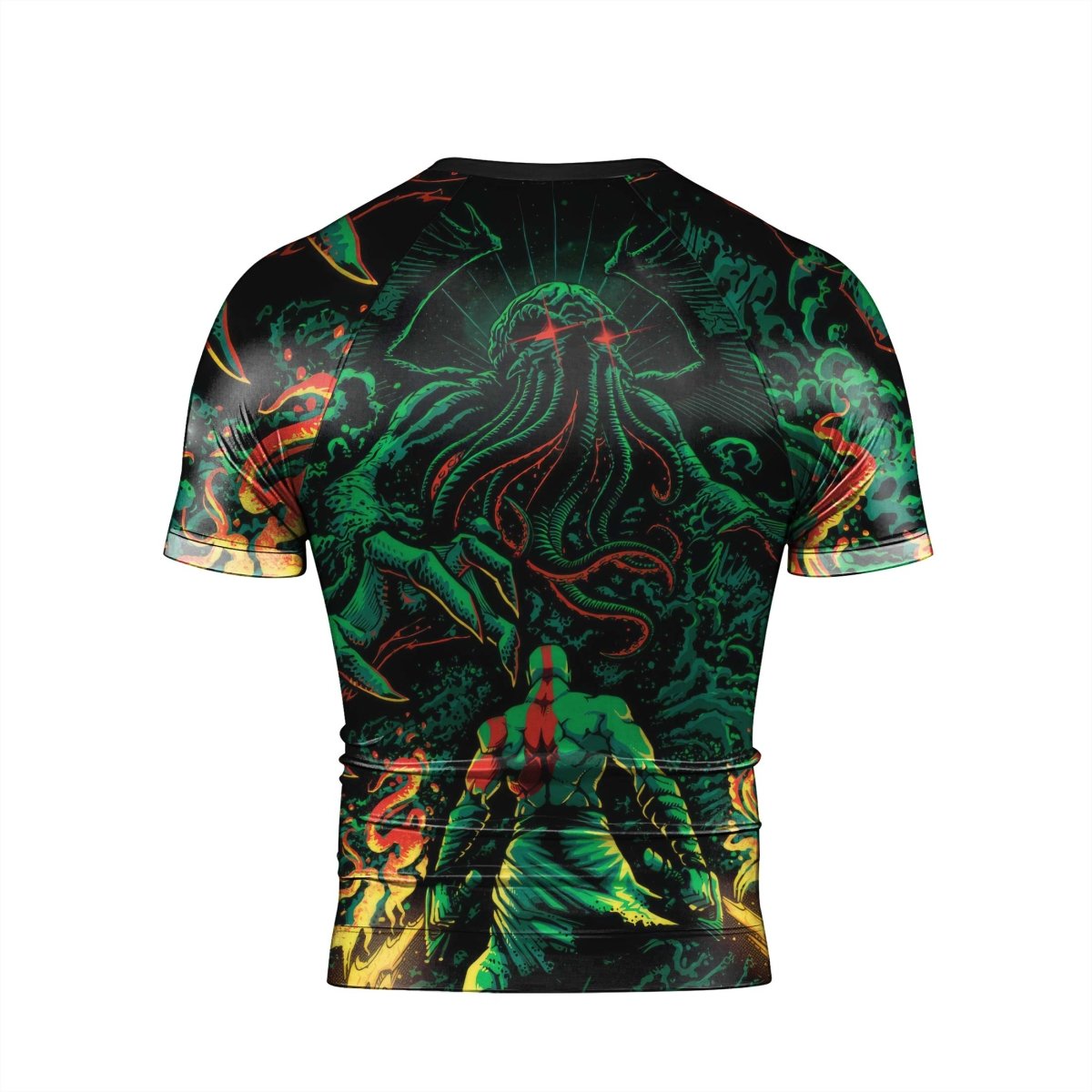 Kratos Versus Cthulhu Men's Short Sleeve Rash Guard - BattleFitGear