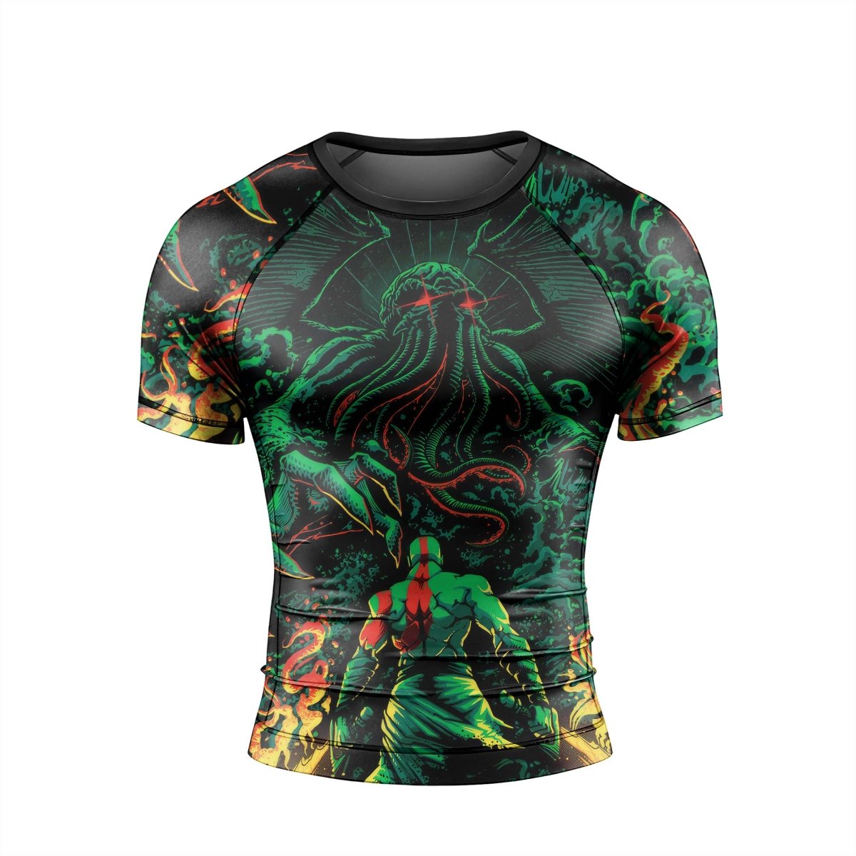 Kratos Versus Cthulhu Men's Short Sleeve Rash Guard - BattleFitGear